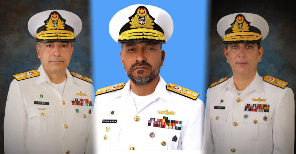 پاک بحریہ کے تین افسروں کی ریئرایڈمرل کے رینک پر ترقی دے دی گئی