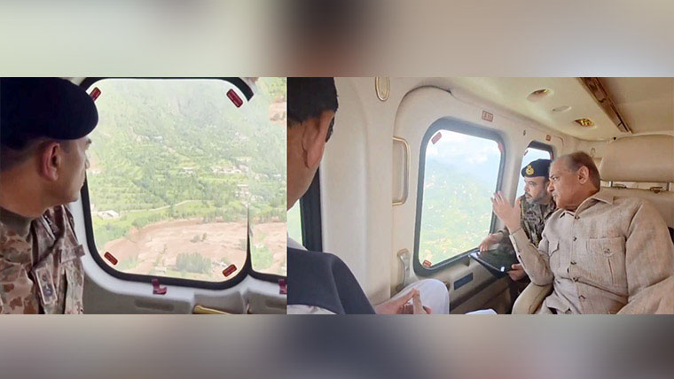 وزیراعظم اور فیلڈ مارشل کا سیلاب سے متاثرہ اضلاع کا دورہ، متاثرین کو مدد کی یقین دہانی